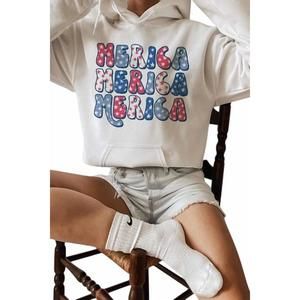 NEW WKNDER unisex fit merica hoodie in white
